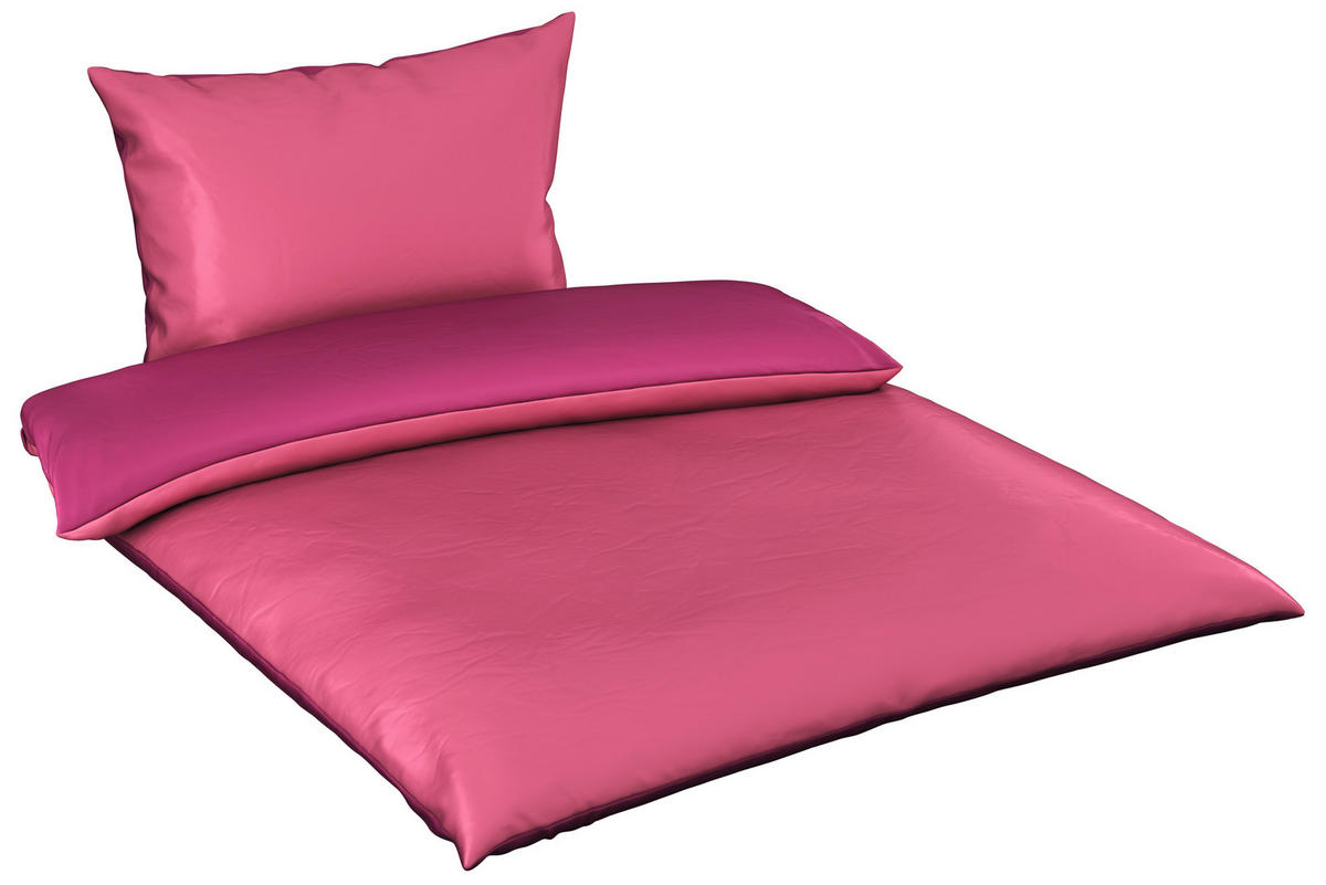 WENDEBETTWÄSCHE Uni Satin Satin 200/200 cm  - Pink/Beere, Basics, Textil (200/200cm) - Novel