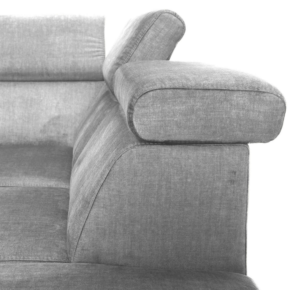 ECKSOFA Grau Flachgewebe Schlaffunktion, Armteilverstellung, Kopfteilverstellung, Sitztiefenverstellung  - Schwarz/Grau, MODERN, Textil/Metall (258/210cm) - Landscape