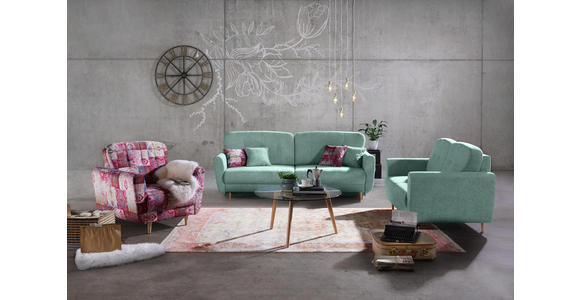 DREISITZER-SOFA in Textil Blau, Grün - Blau/Multicolor, Design, Holz/Textil (235/87/98cm) - Hom`in