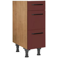 SCHUBKASTENUNTERSCHRANK 30/87/56 cm  in Rot, Eichefarben  - Eichefarben/Rot, MODERN, Holzwerkstoff/Metall (30/87/56cm) - Nobilia