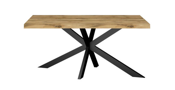 ESSTISCH rechteckig Schwarz, Eichefarben - Eichefarben/Schwarz, KONVENTIONELL, Holzwerkstoff/Metall (210/100/78,4cm) - Hom`in