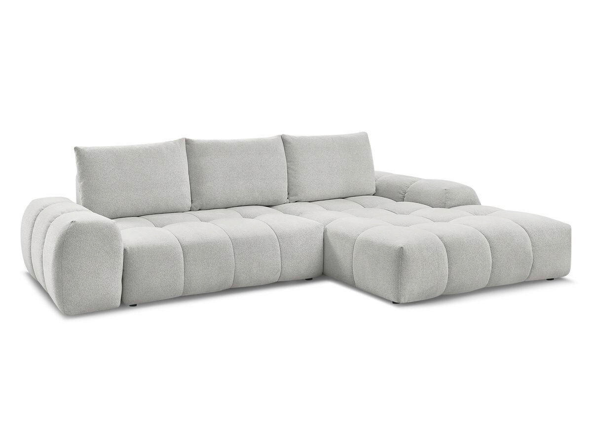 ECKSCHLAFSOFA EVEREST  mit Rücken echt, Armteil links, Armteil rechts Flachgewebe Hellgrau  - Hellgrau/Schwarz, MODERN, Kunststoff/Textil (318/180cm) - Livetastic
