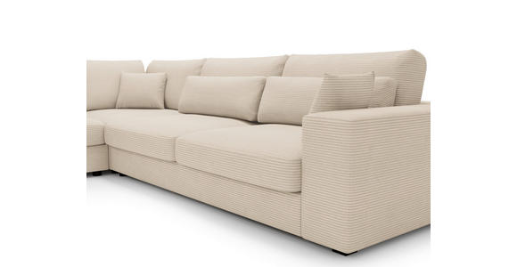 ECKSOFA in Cord Creme  - Creme/Schwarz, KONVENTIONELL, Kunststoff/Textil (250/314cm) - Carryhome