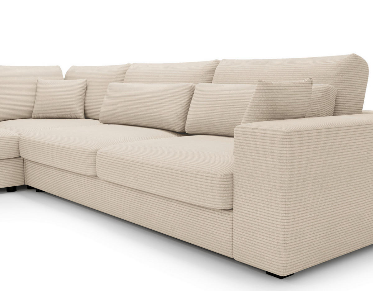 ECKSOFA in Cord Creme  250/314 cm  - Creme/Schwarz, KONVENTIONELL, Kunststoff/Textil (250/314cm) - Carryhome