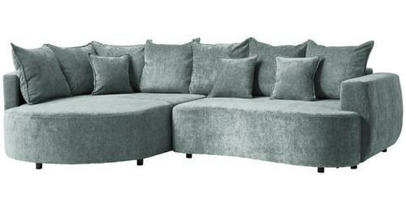 ECKSOFA in Chenille Mintgrün  - Schwarz/Mintgrün, Design, Kunststoff/Textil (194/307cm) - Carryhome