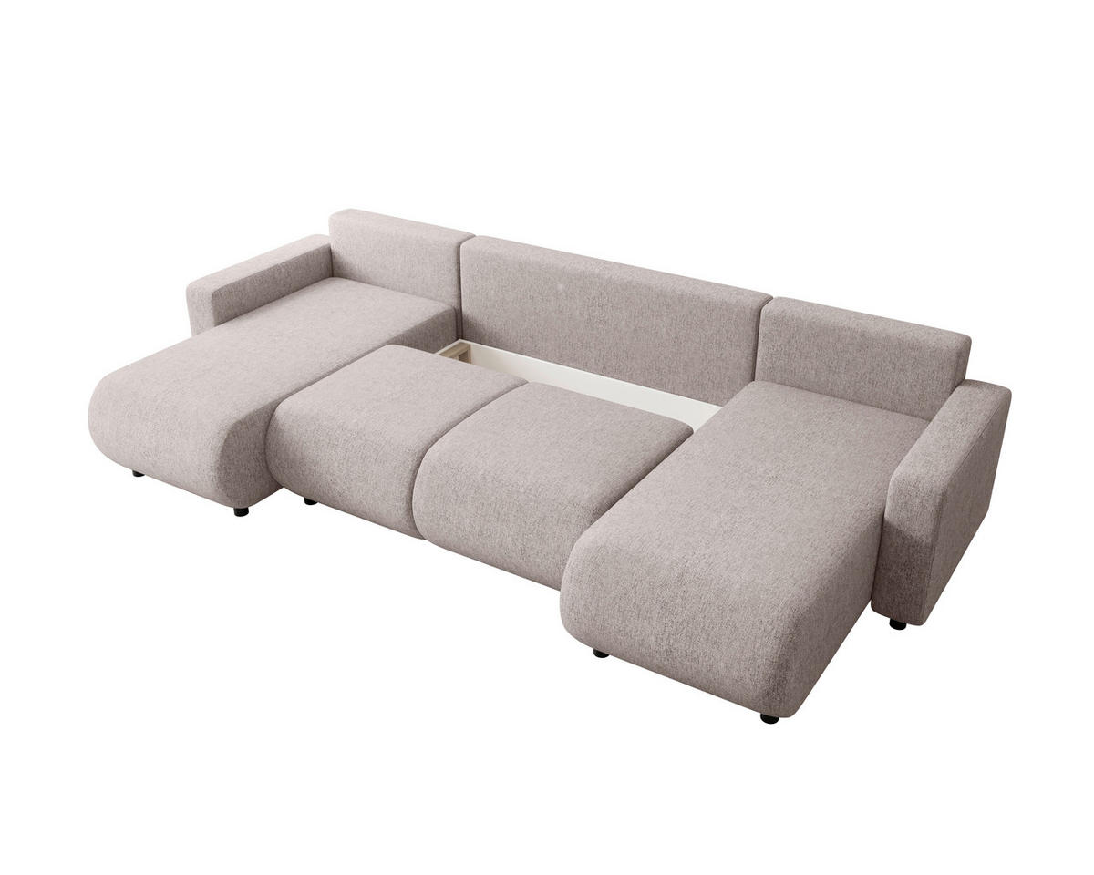 WOHNLANDSCHAFT Beige Webstoff  - Beige/Schwarz, MODERN, Kunststoff/Textil (150/312/150cm) - Xora