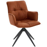 ARMLEHNSTUHL  in Eisen Echtleder pigmentiert  - Cognac/Schwarz, Design, Leder/Metall (59/89/63cm) - Dieter Knoll