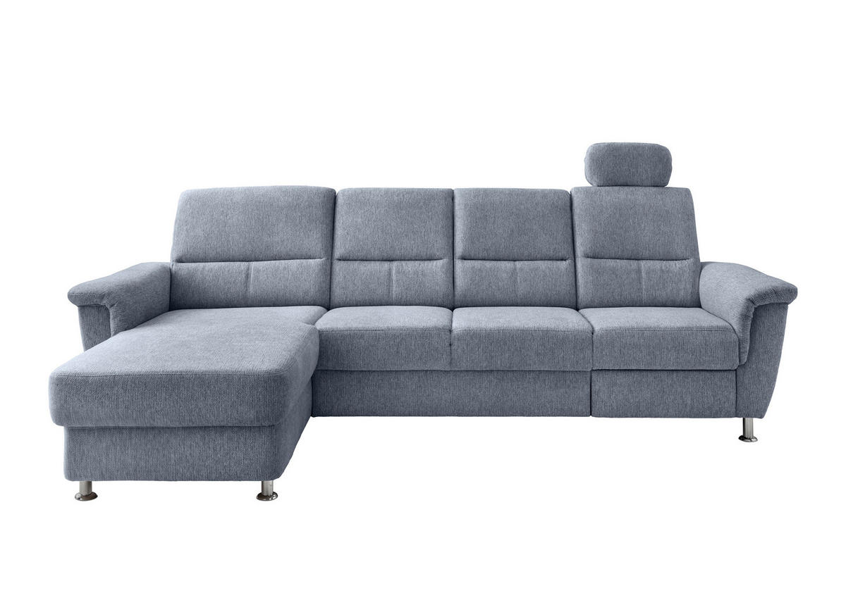 ECKSOFA in Chenille Hellblau  - Chromfarben/Hellblau, Konventionell, Textil/Metall (165/292cm) - Livetastic