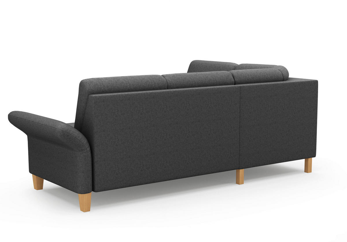 ECKSOFA ROCHELLE E Dunkelgrau Flachgewebe  - Eichefarben/Dunkelgrau, KONVENTIONELL, Holz/Textil (216/240cm) - Sit & More