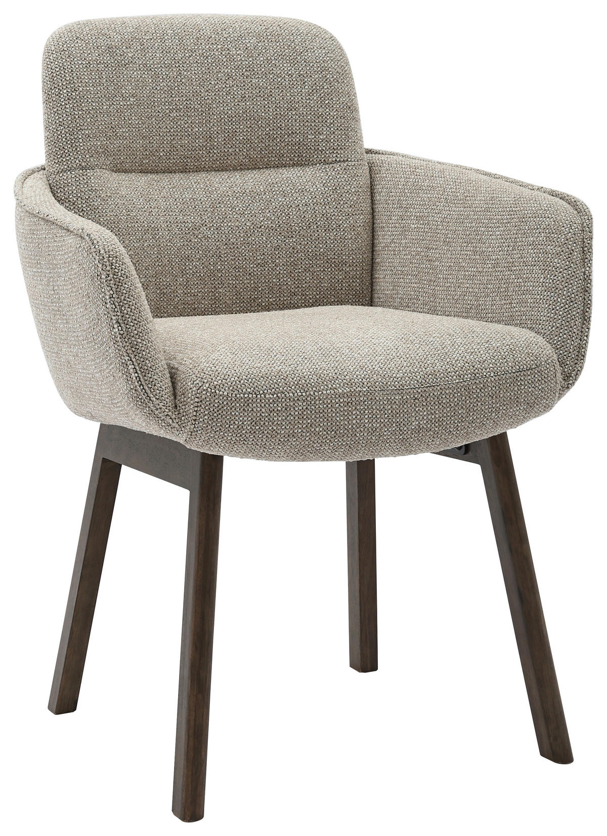 ARMLEHNSTUHL  in Struktur  - Beige/Dunkelbraun, MODERN, Holz/Textil (61/88/59cm) - MID.YOU
