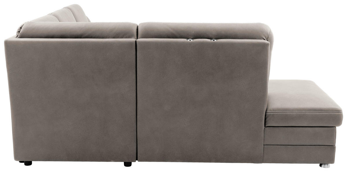 ECKSOFA in Mikrofaser Grau  - Beige/Alufarben, Konventionell, Textil/Metall (219/239cm) - Carryhome