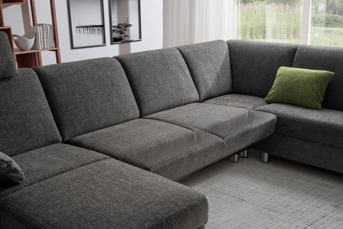 WOHNLANDSCHAFT in Chenille Anthrazit  - Anthrazit/Alufarben, KONVENTIONELL, Textil (158/323/237cm) - Sedda