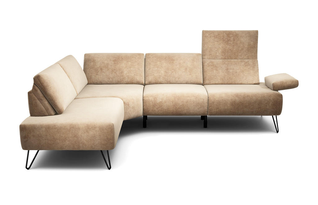 ECKSOFA Cosy Sandfarben Samt  - Sandfarben/Schwarz, Design, Textil/Metall (193/248-263cm) - SENSOO