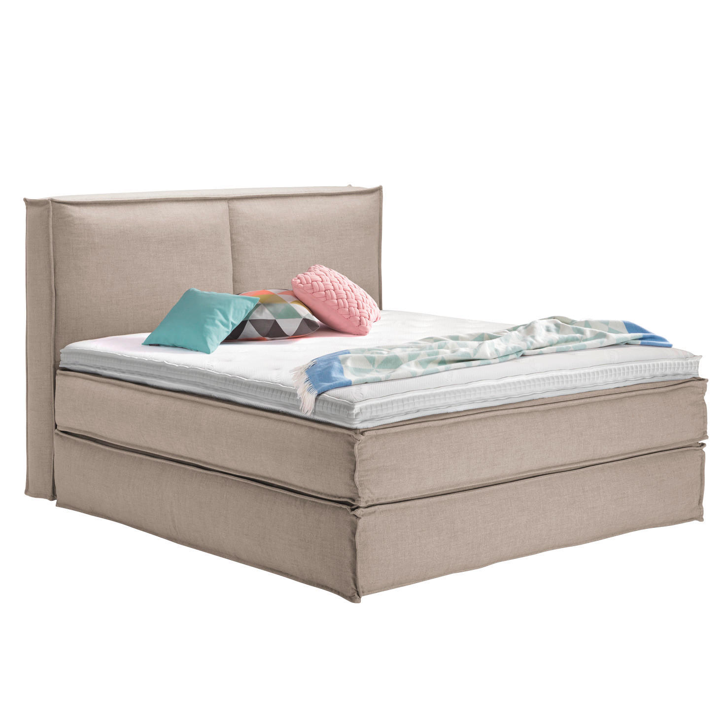 BOXSPRINGBETT 180/200 cm  in Beige  - Beige, Design, Textil (180/200cm) - home24