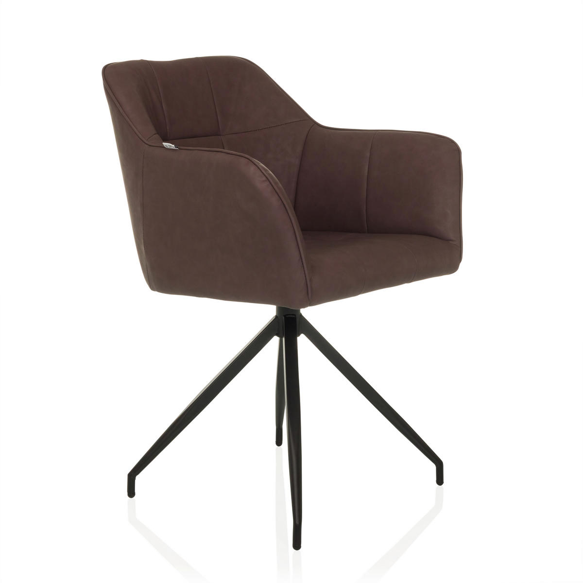 ARMLEHNSTUHL  in Lederlook  - Dunkelbraun/Schwarz, MODERN, Leder/Metall (61/90/56cm) - MID.YOU
