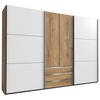 SCHWEBETÜRENSCHRANK in Weiss, Eichefarben  - Chromfarben/Weiss, Modern, Holzwerkstoff/Metall (300/216/65cm) - MID.YOU