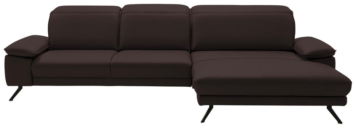 ECKSOFA Dieter Knoll in Echtleder Braun  332/193 cm  - Schwarz/Braun, Design, Leder/Metall (332/193cm) - Dieter Knoll