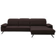 ECKSOFA Dieter Knoll in Echtleder Braun Kopfteilverstellung  332/193 cm  - Schwarz/Braun, Design, Leder/Metall (332/193cm) - Dieter Knoll