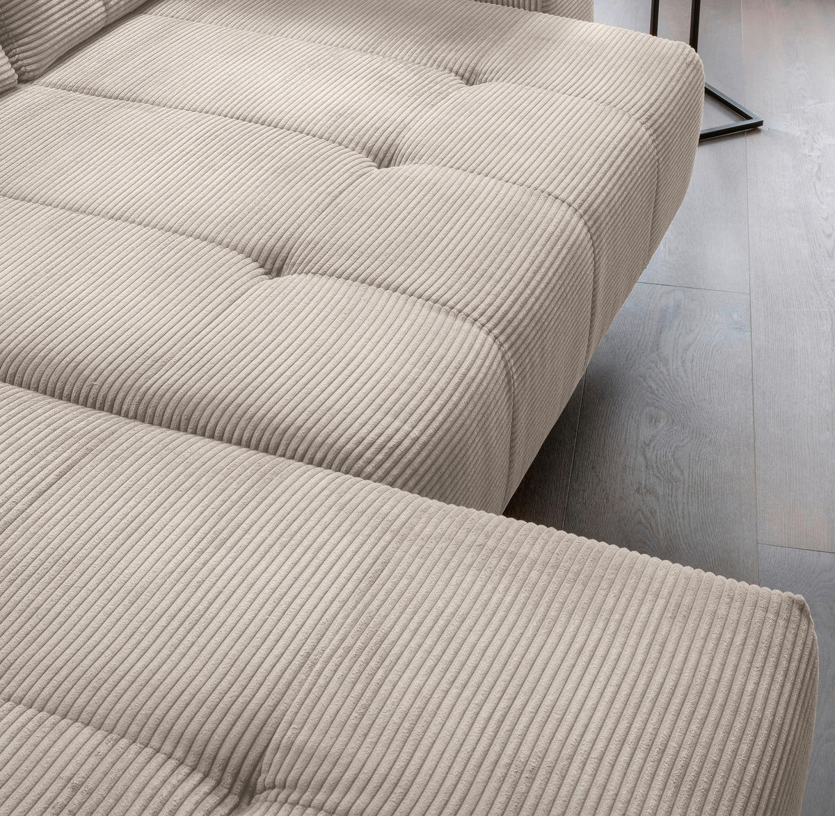 ECKSOFA in Cord Beige  - Beige/Schwarz, Modern, Textil/Metall (200/272cm) - Livetastic