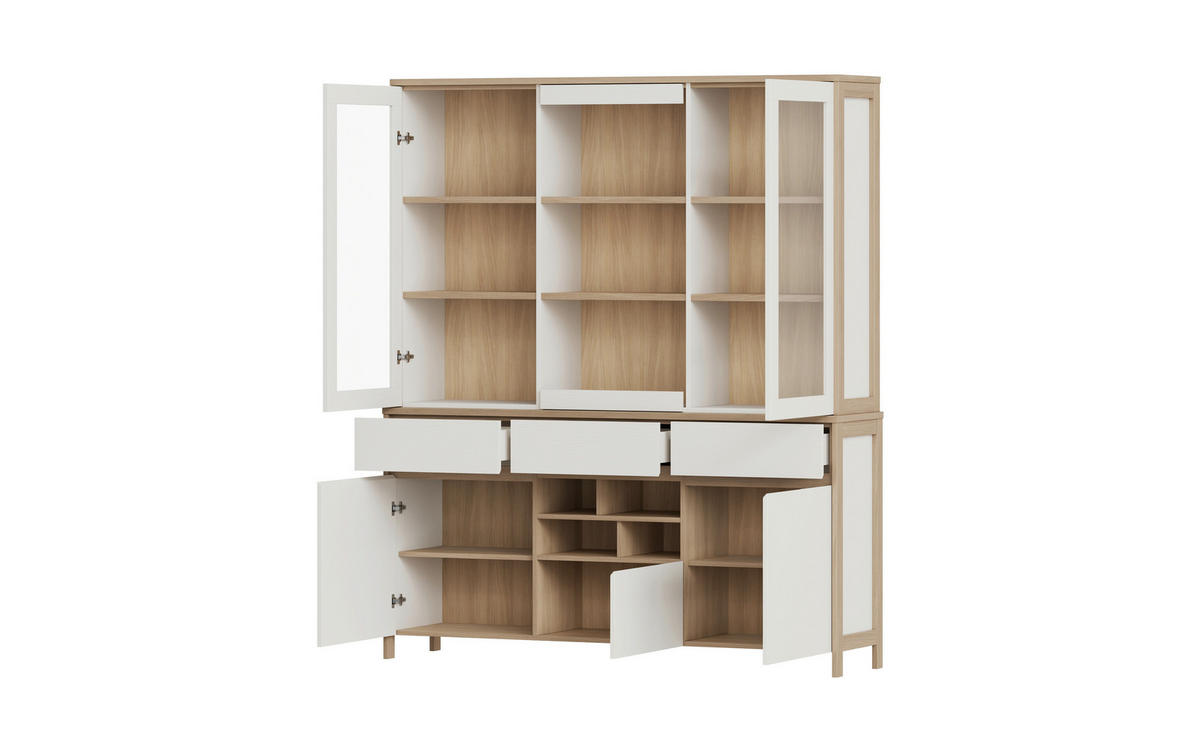 BUFFET 164/195/39 cm  in Weiß  - Eichefarben/Weiß, Design, Holzwerkstoff (164/195/39cm) - MID.YOU