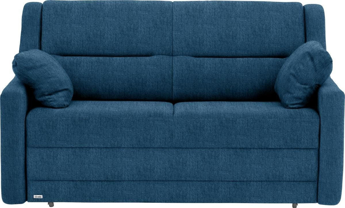 SCHLAFSOFA  mit Lederauswahl, Stoffauswahl, Schlafen auf Sitzhöhe, Hocker erhältlich, Rückenfutter Flachgewebe Petrol  - Petrol/Schwarz, KONVENTIONELL, Kunststoff/Textil (152/88/91cm) - Sedda