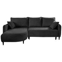 ECKSOFA in Struktur Dunkelgrün  - Dunkelgrün/Schwarz, Design, Holz/Textil (165/244cm) - MID.YOU