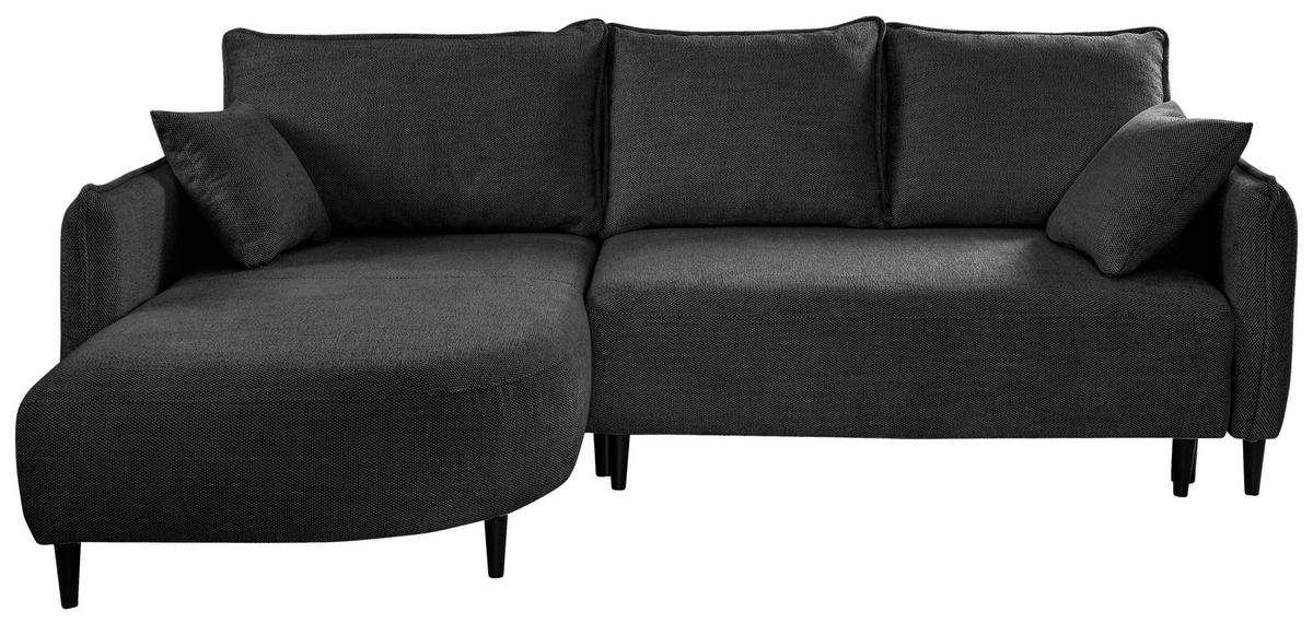 ECKSOFA in Struktur Dunkelgrün  - Dunkelgrün/Schwarz, Design, Holz/Textil (165/244cm) - MID.YOU