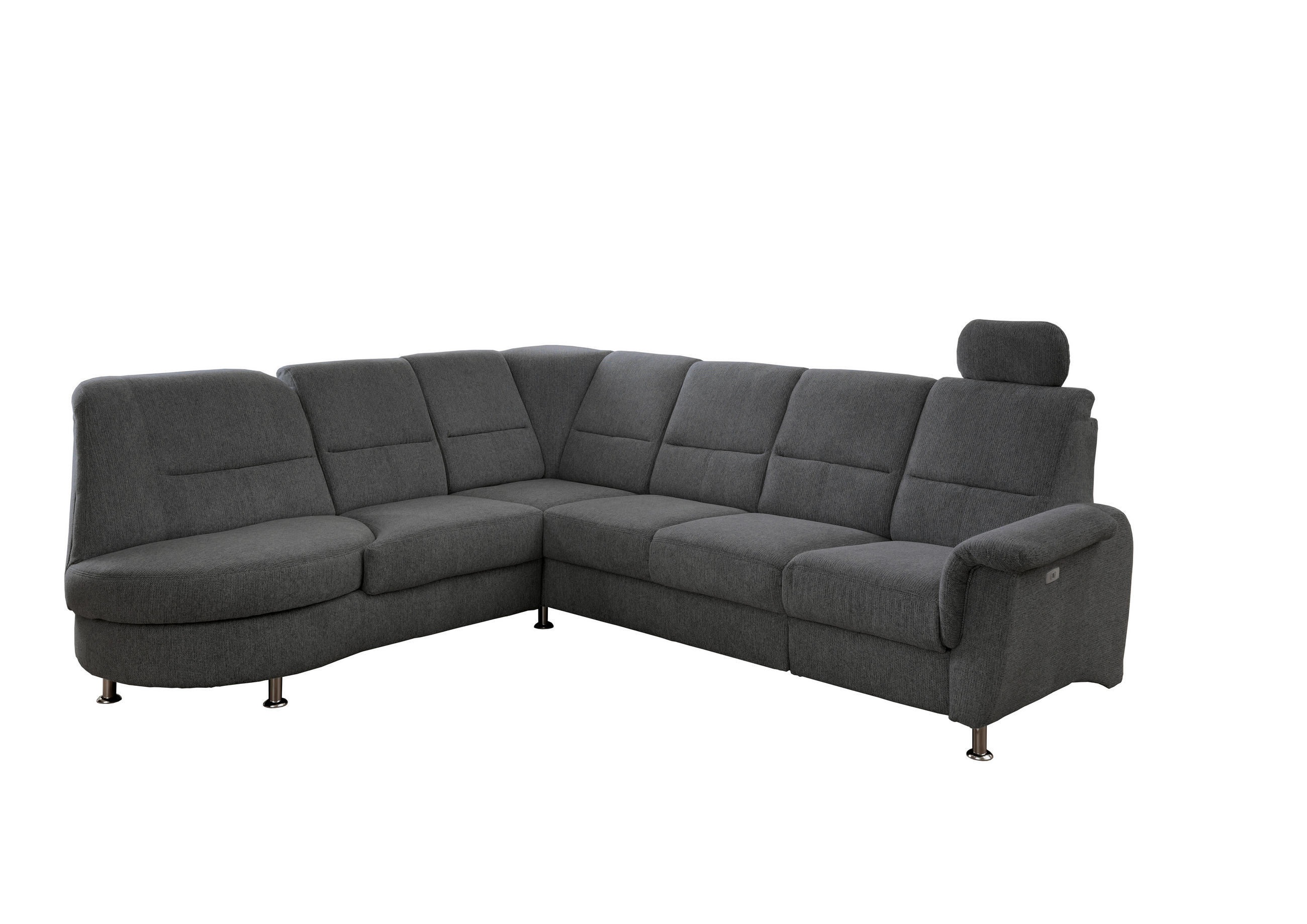 ECKSOFA Chenille Anthrazit  - Chromfarben/Anthrazit, Modern, Textil/Metall (236/275cm) - Livetastic