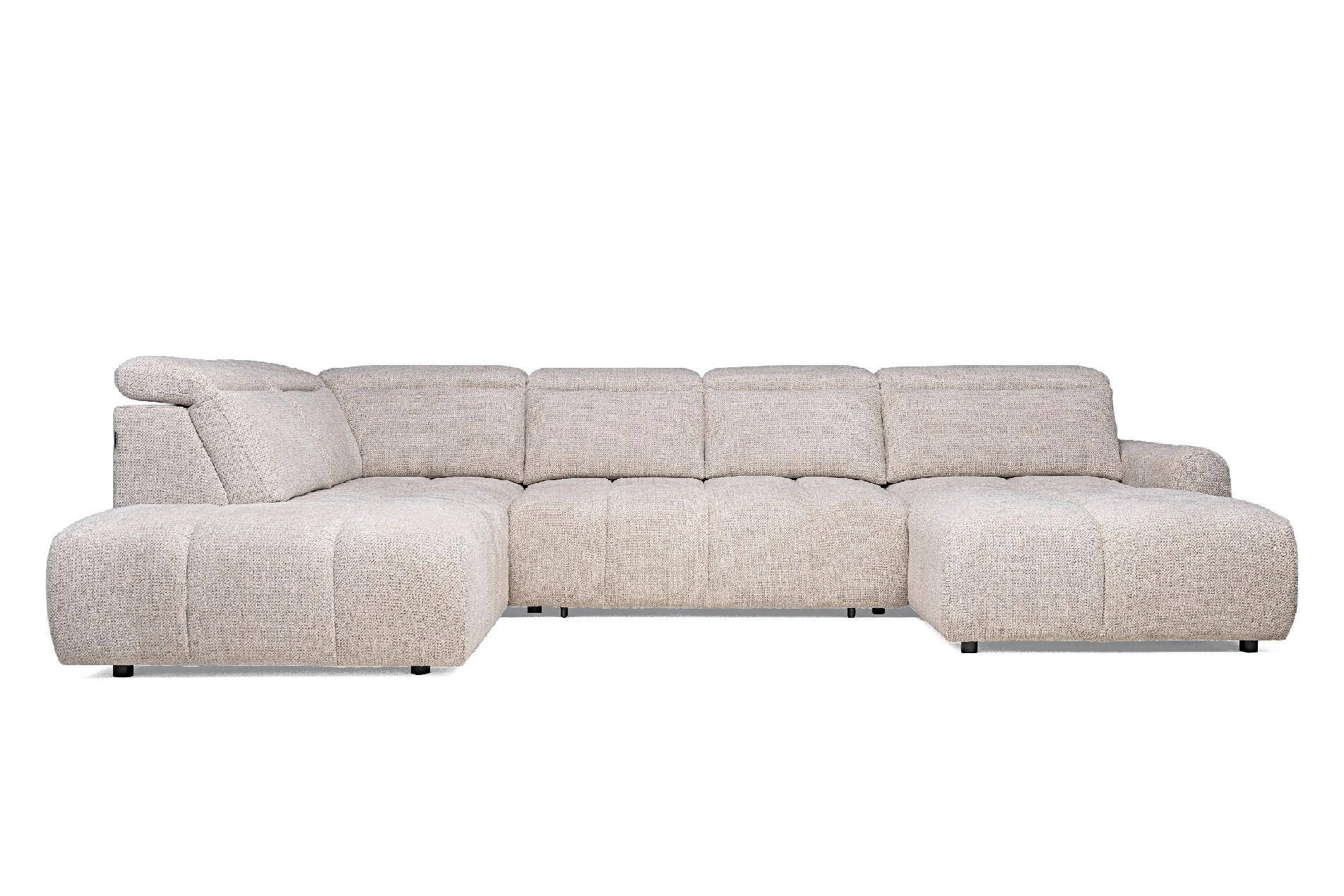 SAROKKANAPÉ textil bézs  - bézs/fekete, Design, műanyag/textil (223/358/183cm) - Welnova