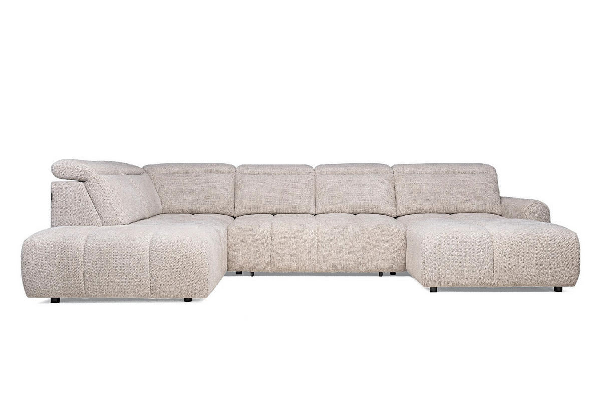 SAROKKANAPÉ textil bézs  - bézs/fekete, Design, műanyag/textil (223/358/183cm) - Welnova