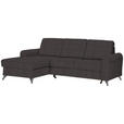 ECKSOFA in Flachgewebe Dunkelbraun  - Dunkelbraun/Silberfarben, Design, Textil/Metall (167/244cm) - Cantus