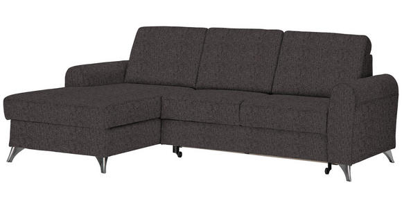 ECKSOFA in Flachgewebe Dunkelbraun  - Dunkelbraun/Silberfarben, Design, Textil/Metall (167/244cm) - Cantus