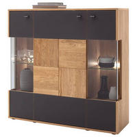 HIGHBOARD  in 124/120/37 cm  - Eiche Bianco/Anthrazit, Design, Glas/Holz (124/120/37cm) - MID.YOU