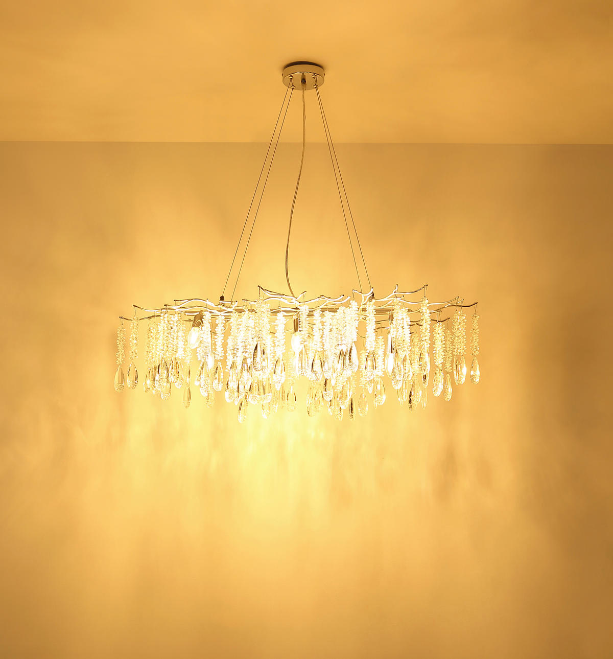 HÄNGELEUCHTE 100/60/120 cm  - Klar/Silberfarben, Design, Glas/Kunststoff (100/60/120cm) - Globo