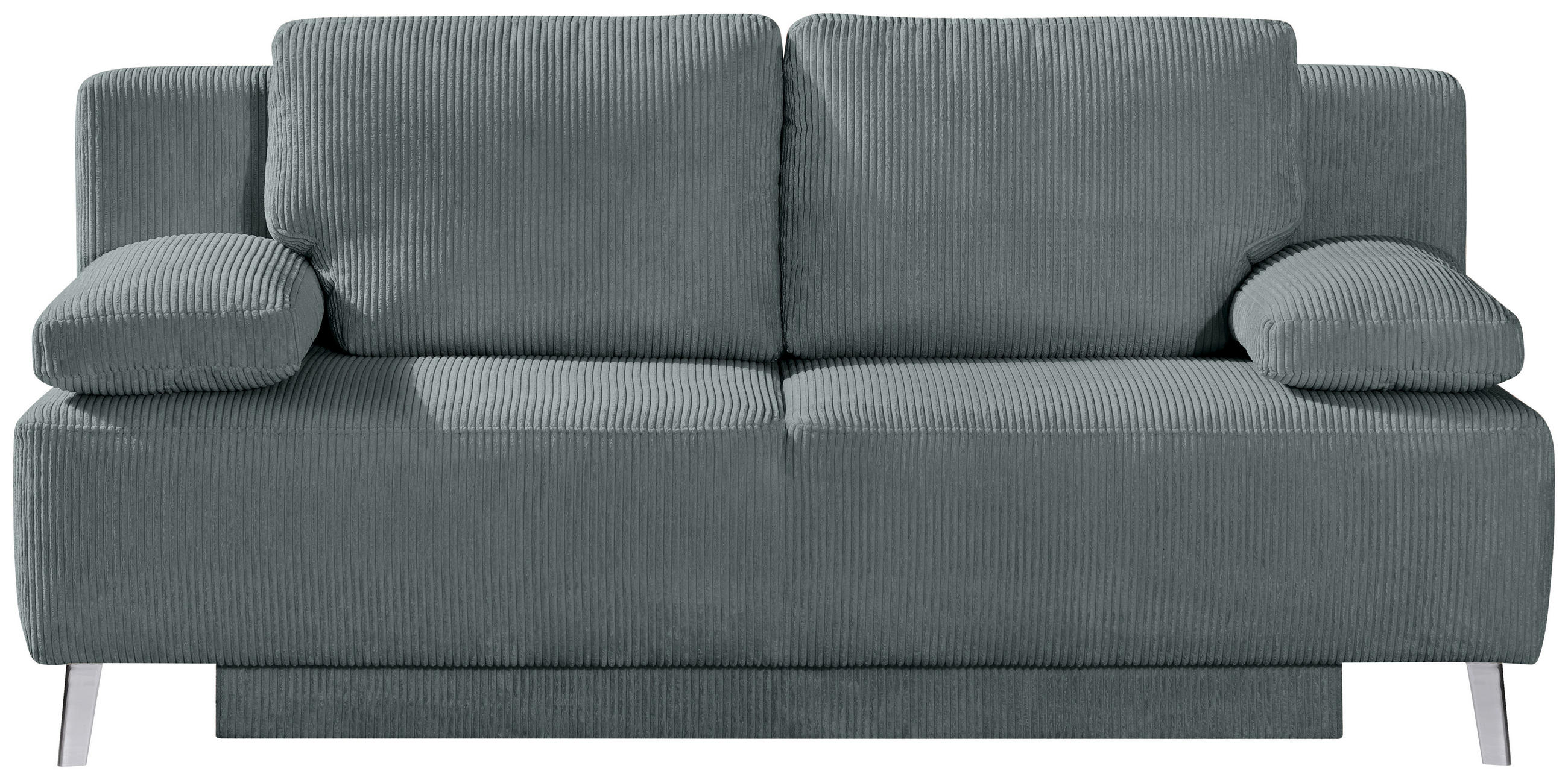 SCHLAFSOFA Cord Grau  - Chromfarben/Grau, Modern, Textil/Metall (197/92/88cm) - Novel