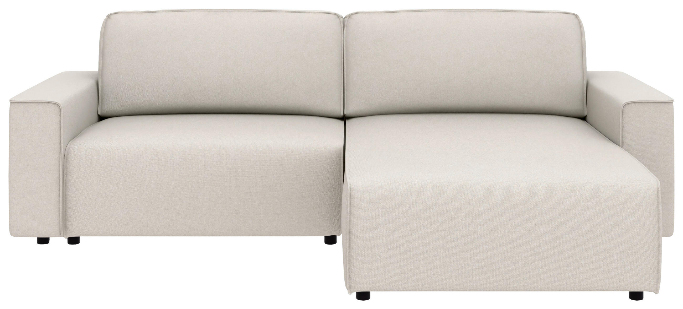 ECKSOFA in Struktur Sandfarben  - Sandfarben/Schwarz, Modern, Kunststoff/Textil (265/164cm) - Trendmanufaktur