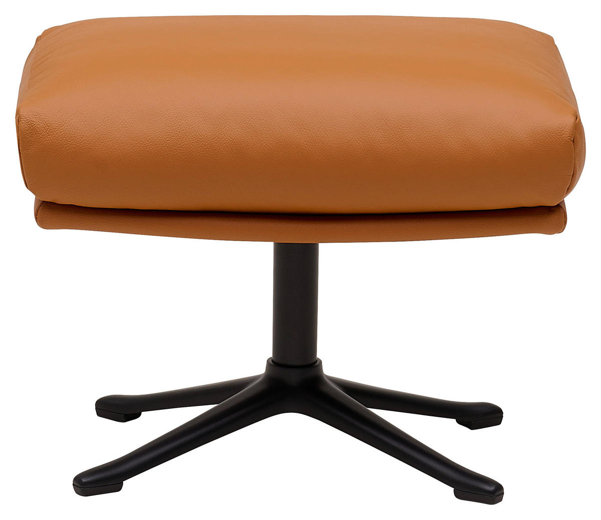 HOCKER Echtleder Cognac  - Cognac/Schwarz, Design, Leder/Metall (54/41/41cm) - home24