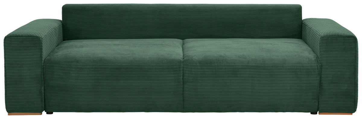 SCHLAFSOFA in Cord Grün  - Buchefarben/Schwarz, Konventionell, Holz/Kunststoff (255/86/123cm) - Livetastic