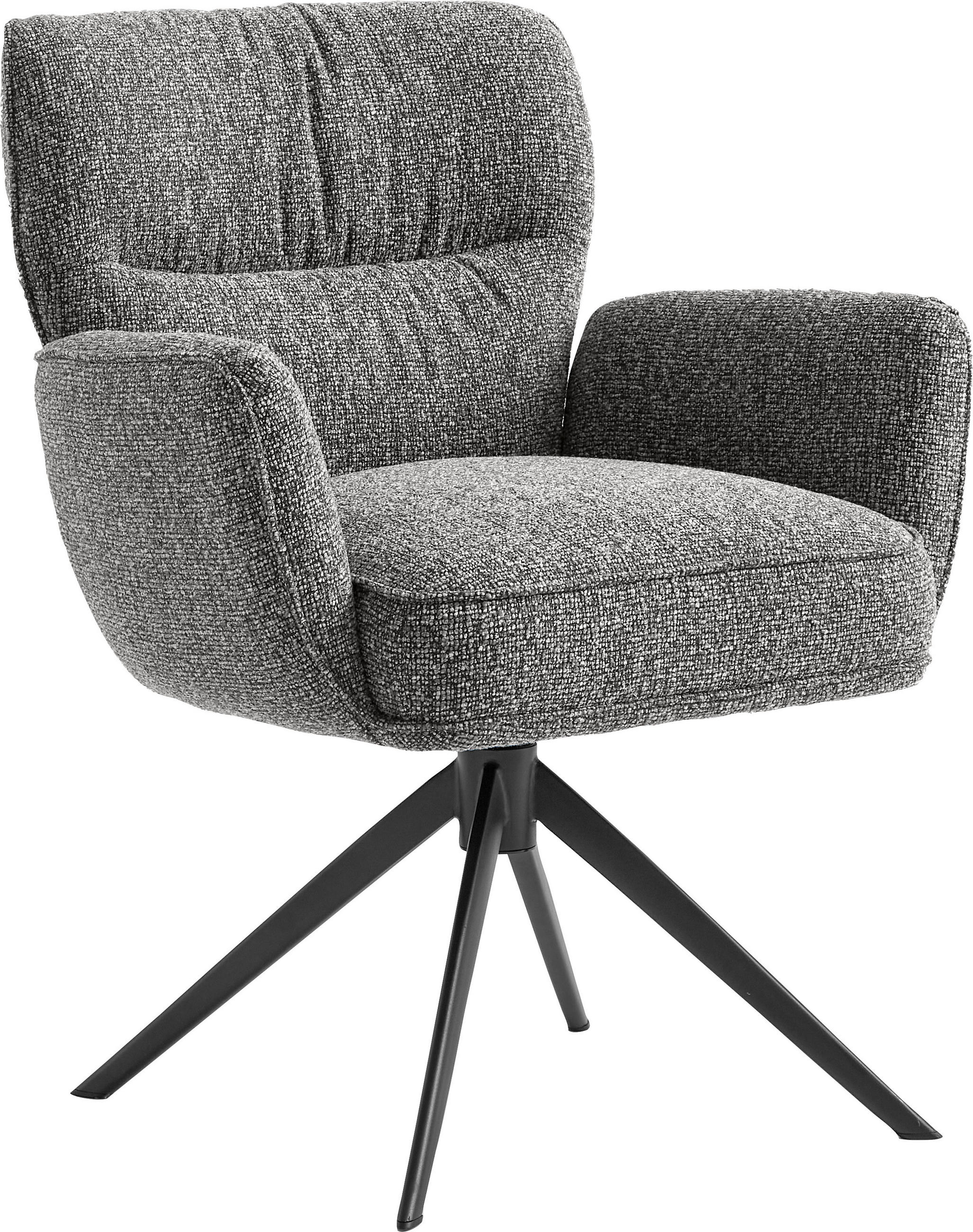 ARMLEHNSTUHL  Stoffauswahl, Sitzfläche 360° drehbar, automatische Rückholfunktion Leinenoptik  - Anthrazit/Schwarz, Design, Textil/Metall (67/86/68cm) - Novel