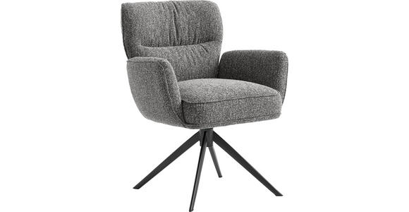 ARMLEHNSTUHL  Sitzfläche 360° drehbar, automatische Rückholfunktion, Stoffauswahl Leinenoptik  - Anthrazit/Schwarz, Design, Textil/Metall (67/86/68cm) - Novel