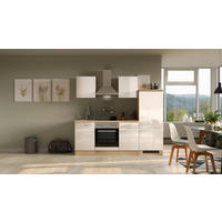 KÜCHENBLOCK 220 cm   in Kaschmir  - Kaschmir/Edelstahlfarben, MODERN, Holzwerkstoff/Metall (220cm) - FlexWell