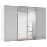 SCHWEBETÜRENSCHRANK  in Weiß, Seidengrau  - Chromfarben/Seidengrau, Design, Glas/Holzwerkstoff (316/235/68cm) - Novel