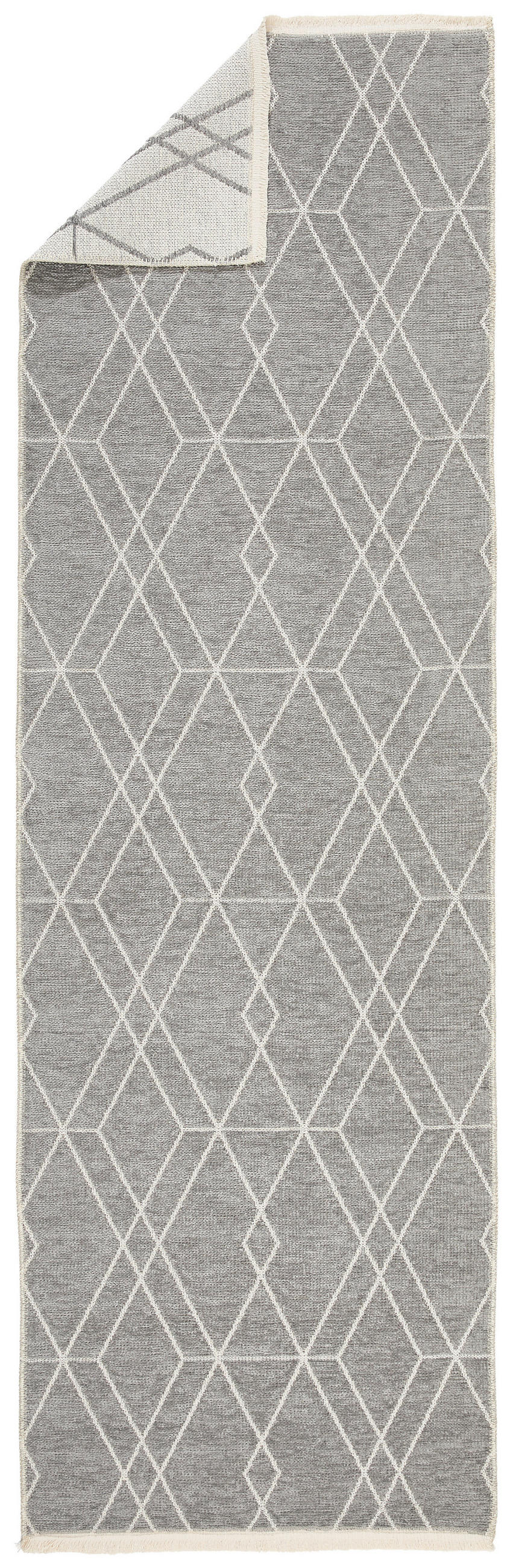 LÄUFER 80/250 cm Olivia Grau, Weiß  - Weiß/Grau, LIFESTYLE, Textil (80/250cm) - Novel