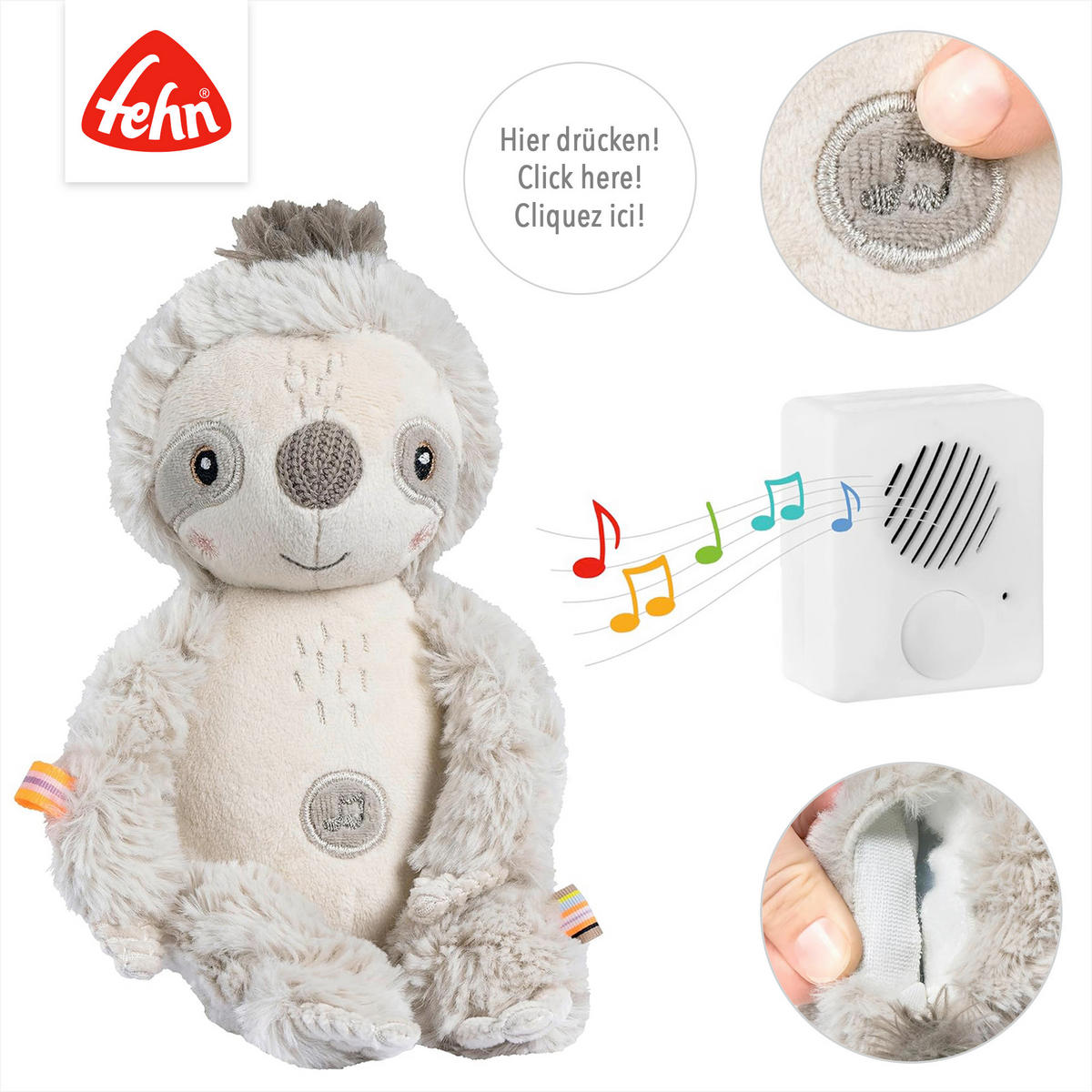 KUSCHELTIER Faultier Lazy  - Hellgrau, Basics, Textil (27/8,5/10cm) - Fehn