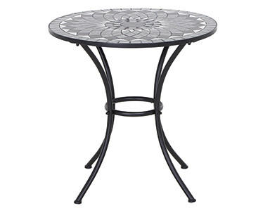 GARTENTISCH 70/70/71 cm Metall, Keramik rund  - Schwarz, KONVENTIONELL, Keramik/Metall (70/70/71cm) - Siena Garden