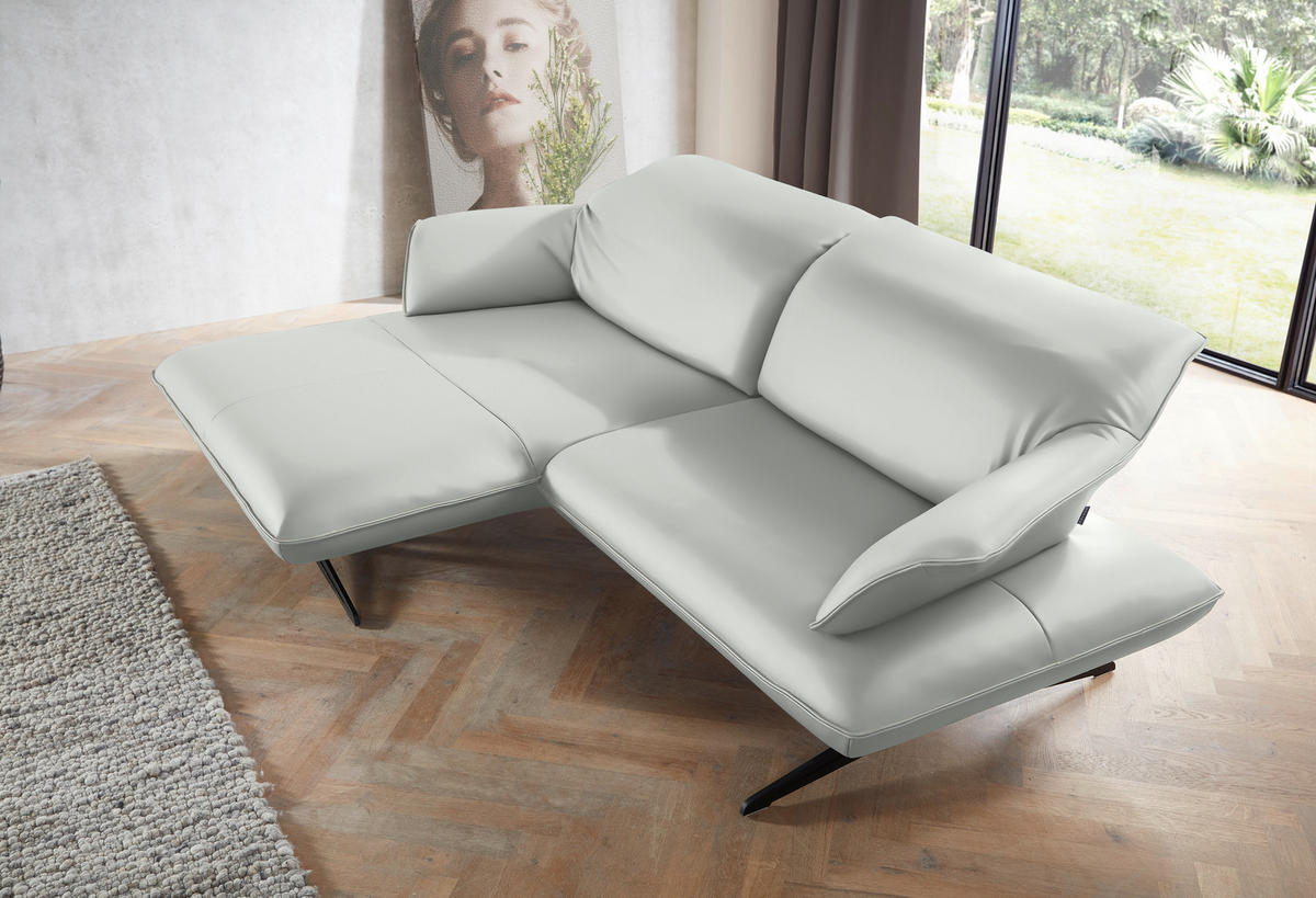 ECKSOFA in Echtleder Weiss  - Weiss/Beige, Design, Leder/Metall (169/252cm) - Koinor