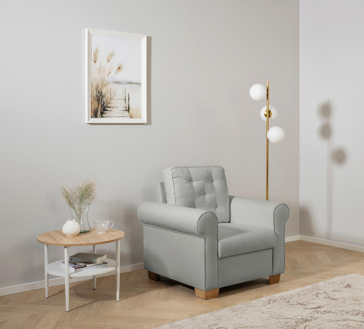 SESSEL in Grau  - Buchefarben/Grau, Design, Holz/Textil (93/89/82cm) - MID.YOU