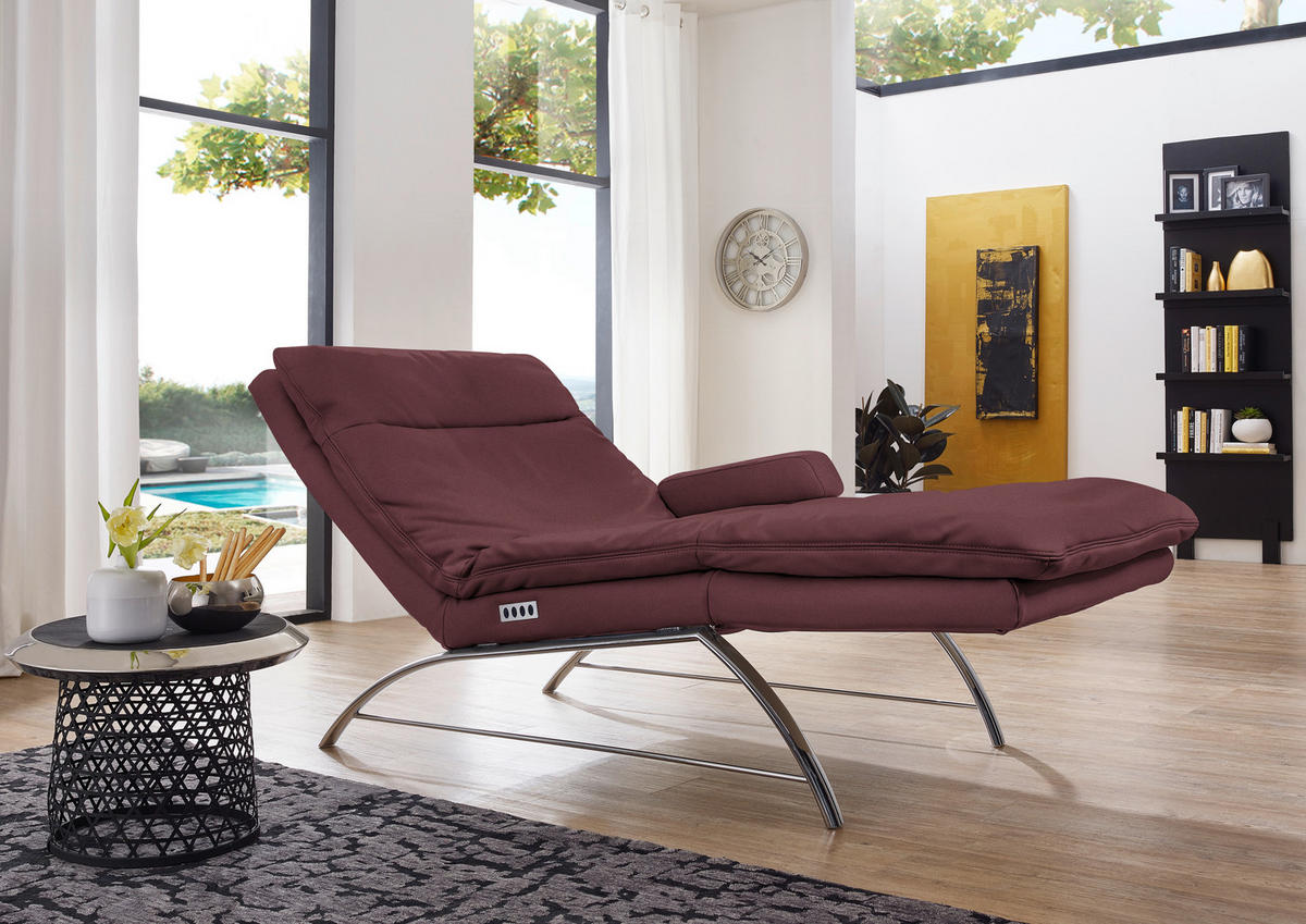 RELAXLIEGE in Echtleder Bordeaux  - Bordeaux/Alufarben, Basics, Leder (95/91/170cm) - Chilliano