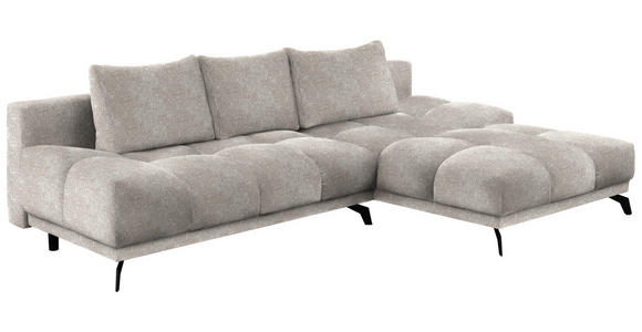 ECKSOFA in Chenille Sandfarben  - Sandfarben/Schwarz, MODERN, Textil/Metall (290/182cm) - Hom`in