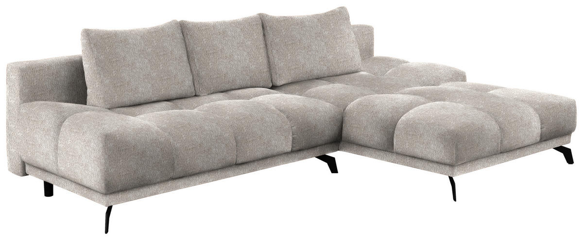 ECKSOFA in Chenille Sandfarben  - Sandfarben/Schwarz, Modern, Textil/Metall (290/182cm) - Hom`in